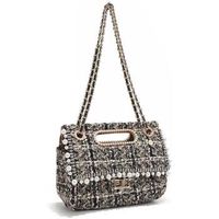 nicole lee bolso de mano bolso clutch estilo tweed con solapa beige para mujer