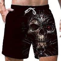 pantalones cortos de playa graficos de moda para hombre con cordon y estampado de calavera 3d de lujo para la playa de verano la piscina y el resort