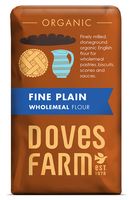 doves farm organic fine plain wholemeal flour - 1kg