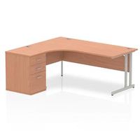 impulse 1800mm left crescent desk beech cantilever leg  desk high ped