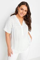 yours blusa viscosa de rayas azul marino  mujer curvy y tallas grandes yours