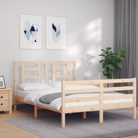 vidaxl estructura de cama de matrimonio con cabecero madera maciza