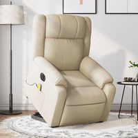 vidaxl sillon de masaje electrico reclinable elevable tela crema