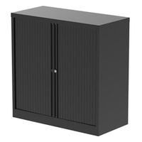 qube by bisley 1000mm side tambour cupboard black no shelves