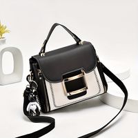 bolso de mano de contraste de color de moda bolso cruzado con hebilla decorativa para mujer elegante bolso de mano cuadrado mini con asa superior