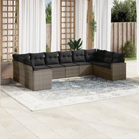 vidaxl set de sofas de jardin 10 pzas con cojines ratan sintetico gris