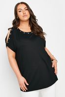 yours top negro ojales con hombros descubiertos mujer curvy y tallas grandes yours