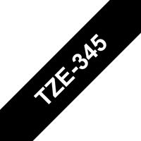 original brother p-touch tze345 18mm gloss tape - white on black