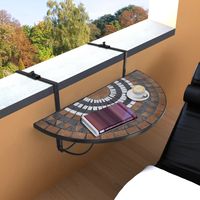 vidaxl mesa de balcon colgante mosaico terracota y blanco