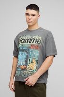 camiseta oversize destenida con estampado grafico homme magazine gris