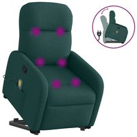 vidaxl silla de masaje reclinable de pie de tela verde oscura