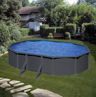 piscina desmontable de acero aspecto antracita ovalada gre 61 x 375 x 12 m