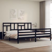 vidaxl estructura de cama con cabecero madera maciza negro 200x200 cm