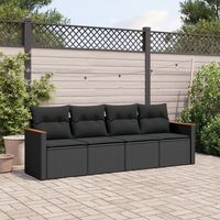 vidaxl juego de sofas jardin 4 pzas con cojines ratan sintetico negro