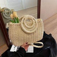 bolsa tote minimalista clasica de paja gran capacidad diseno sencillo y versatil bolso bandolera ligero para vacaciones en la playa