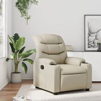 vidaxl sillon reclinable de cuero sintetico crema