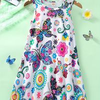 vestido sin mangas con estampado de mariposas y flores para ninas creativas