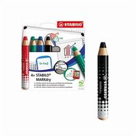 stabilo markdry whiteboard pencils x4 assorted foc x5 black