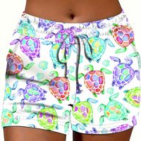 shorts estampados de tortuga pantalones cortos elasticos casuales de cintura media para primavera y verano ropa de mujer