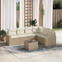 vidaxl set sofas de jardin 7 piezas y cojines ratan sintetico beige