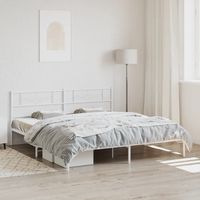 vidaxl estructura cama sin colchon con cabecero metal blanco 183x213cm