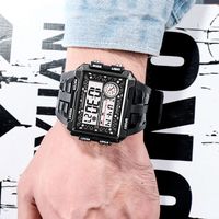 reloj electronico deportivo con pantalla grande rectangular luminoso para hombres resistente al agua y multifuncional para deportes al aire libre