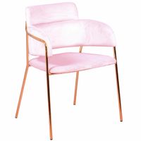 silla de diseno tapizada en terciopelo y patas doradas rosa