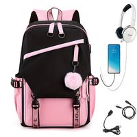 mochila multifuncional para mujer mochila escolar con puerto de carga gran capacidad con pompon mochila deportiva de viaje