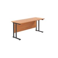 1800x600 twin upright rectangular desk beech-black