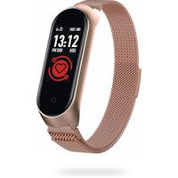 pulsera de actividad smartband 6t malla metal rosa dorado