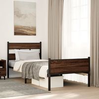 vidaxl estructura de cama sin colchon madera marron roble 90x190 cm