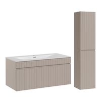 set de mueble con lavabo encastrable de y columna estratificado 100cm