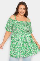 yours top verde floral hombros descubiertos mujer curvy y tallas grandes yours