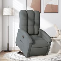 vidaxl sillon reclinable elevable de tela gris oscuro