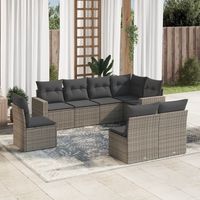 vidaxl set de sofas de jardin 8 pzas y cojines ratan sintetico gris