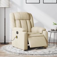 vidaxl sillon reclinable de masaje electrico tela color crema