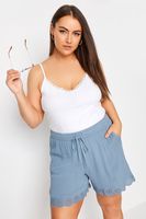 yours pantalones cortos azules con puntilla festoneada mujer curvy y tallas grandes yours