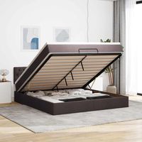 vidaxl estructura cama otomana colchon tela marron oscuro 180x200cm