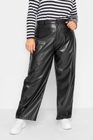 yours pantalones negros anchos polipiel mujer curvy y tallas grandes yours