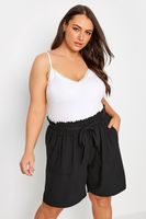 yours pantalon corto negro estilo paperbag mujer curvy y tallas grandes yours