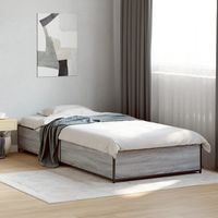 vidaxl estructura cama madera ingenieria metal gris sonoma 75x190 cm