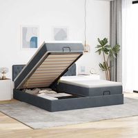 vidaxl estructura cama otomana colchones terciopelo gris oscuro