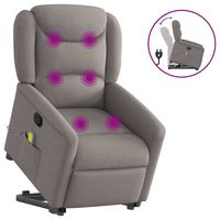 vidaxl sillon reclinable de masaje elevable tela gris taupe