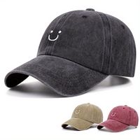 gorra de beisbol bordada con cara sonriente versatil y elegante lavada gorra de papa ajustable para exteriores proteccion solar gorras deportivas para mujeres