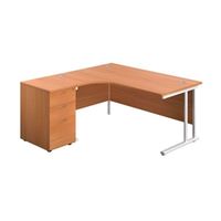 1600x1200 twin left hand radial desk beech-white  desk high ped