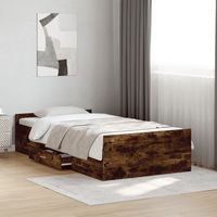 vidaxl cama con cajones madera de ingenieria roble ahumado 90x190 cm