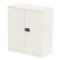 qube by bisley stationery 1000mm 2-door cupboard white with shelf