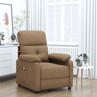 vidaxl sillon de masaje electrico tela marron