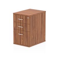 impulse 600 desk high pedestal 3 drawer walnut - i000129