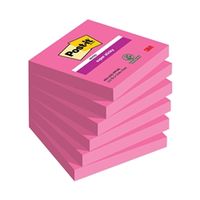 post-it notes super sticky 76x76mm fuchsia 90 sheets 6 pack